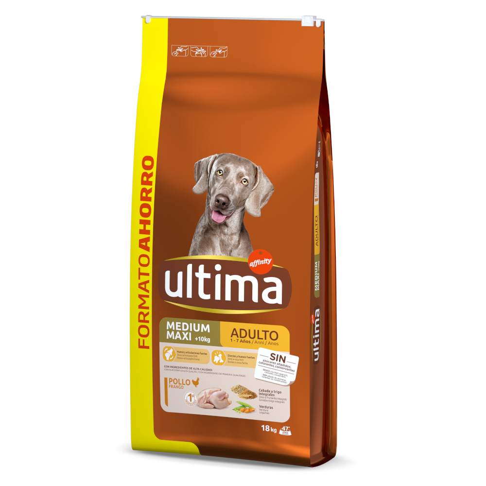 foto del prodotto ultima medium maxi adult pollo riso crocchette per cani 18 kg
