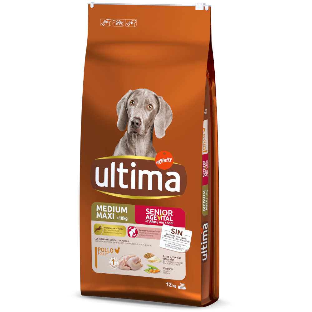 foto del prodotto ultima medium maxi senior pollo crocchette per cani 12 kg