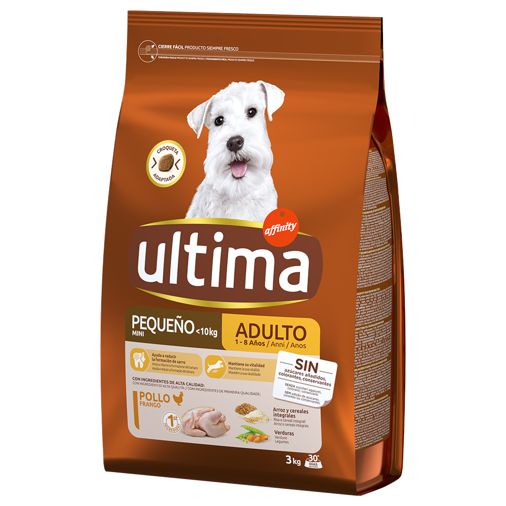 foto del prodotto ultima mini adult pollo crocchette per cane 3 kg