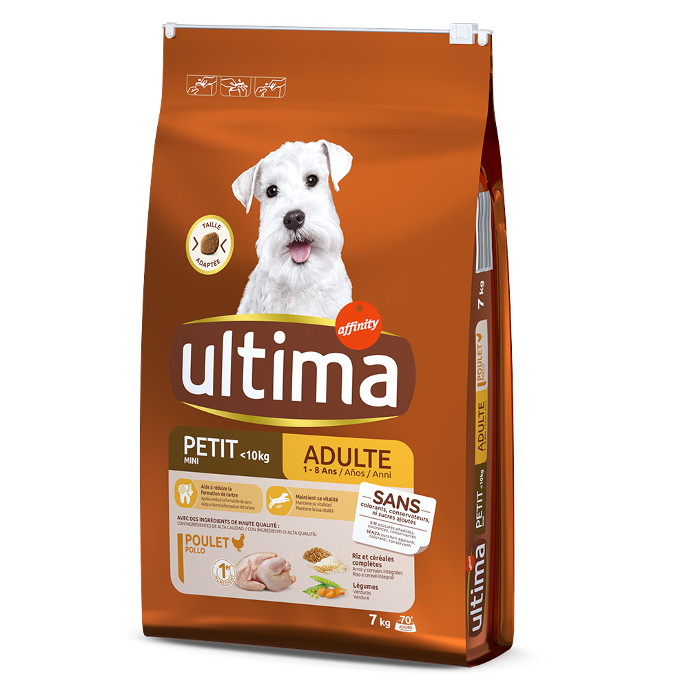 foto del prodotto ultima mini adult pollo crocchette per cane 7 kg