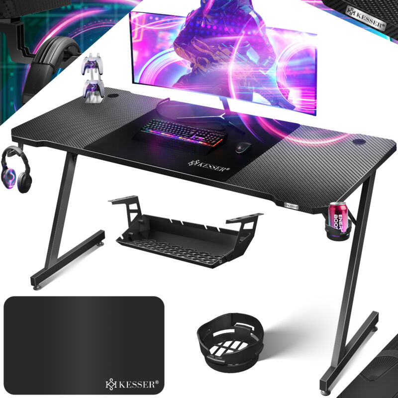 immagine 0 del prodotto ultimate gaming desk scrivania da gioco con telaio a z e portabicchieri gancio per cuffie scrivania per computer scrivania per pc scrivania