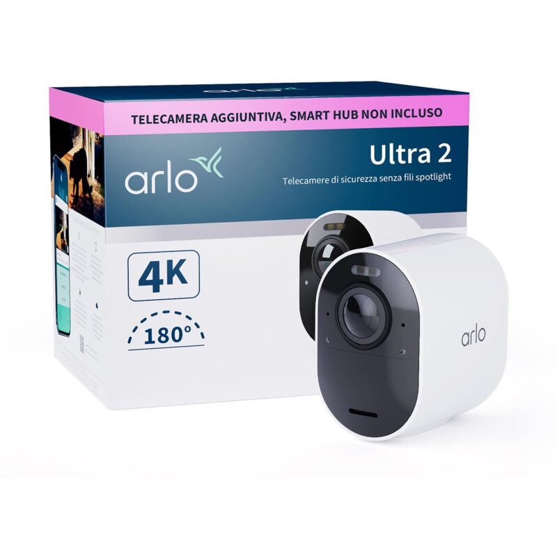 foto del prodotto ultra 2 telecamera wifi esterno senza fili, telecamera wifi interno, 4k uhd, sirena allarme casa, sensore di movimento, stazione base necessaria