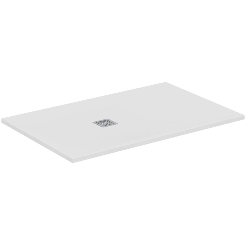 foto del prodotto ultra flat s , piatto doccia rettangolare ultrasottile in resina effetto pietra, 140x90cm, ideal solid, scarico lato corto, bianco ideal standard