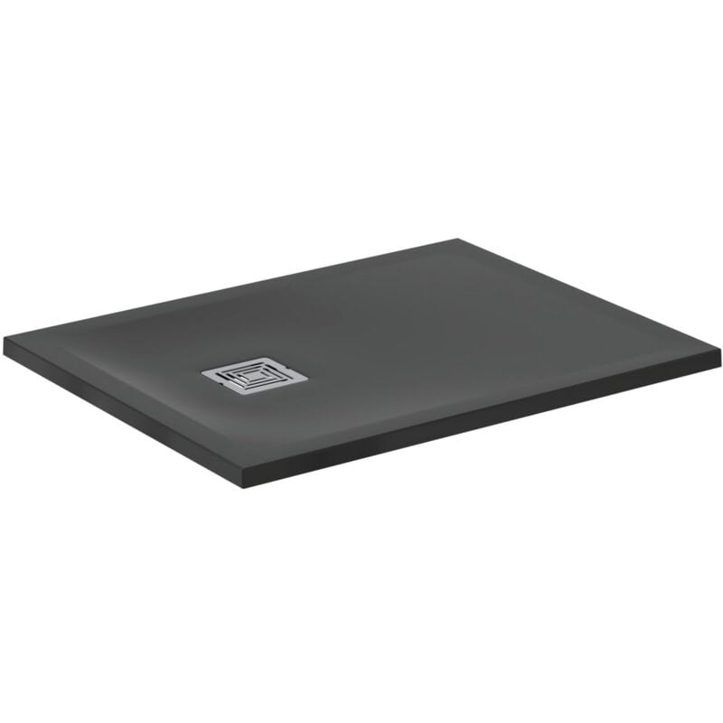 foto del prodotto ultra flat s , piatto doccia rettangolare ultrasottile in resina effetto pietra, 90x70cm, ideal solid, scarico lato corto, nero ideal standard
