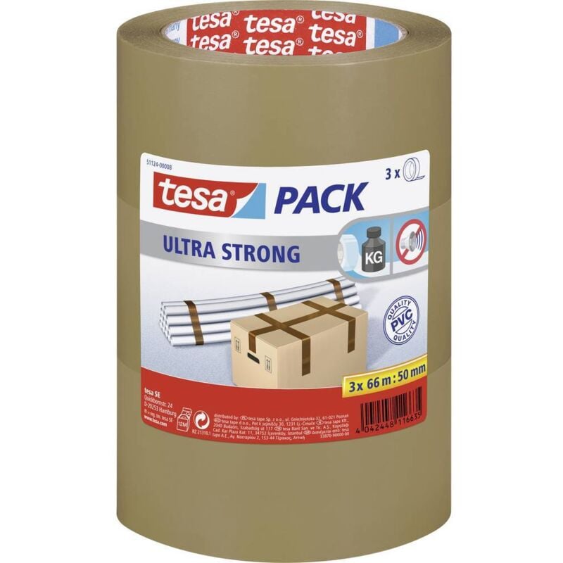 foto del prodotto ultra strong 51124 00008 01 nastro da imballo pack marrone l x l 66 m x 50 mm 3 pz. tesa