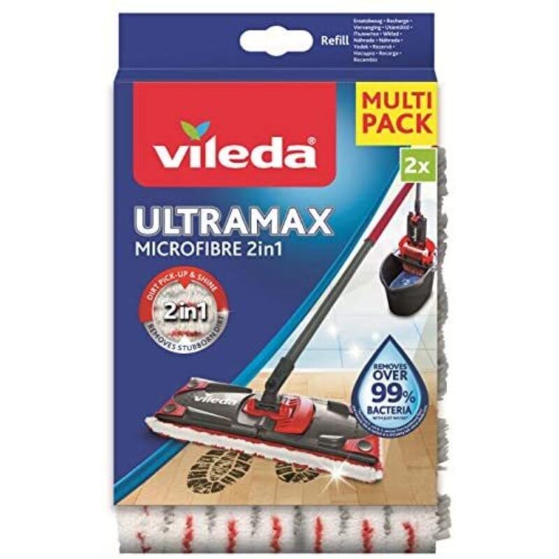 foto del prodotto ultramax ricarica per scopa piatta, microfibra, bianco/rosso, 2 unit (lot de 1), 2 unità - vileda
