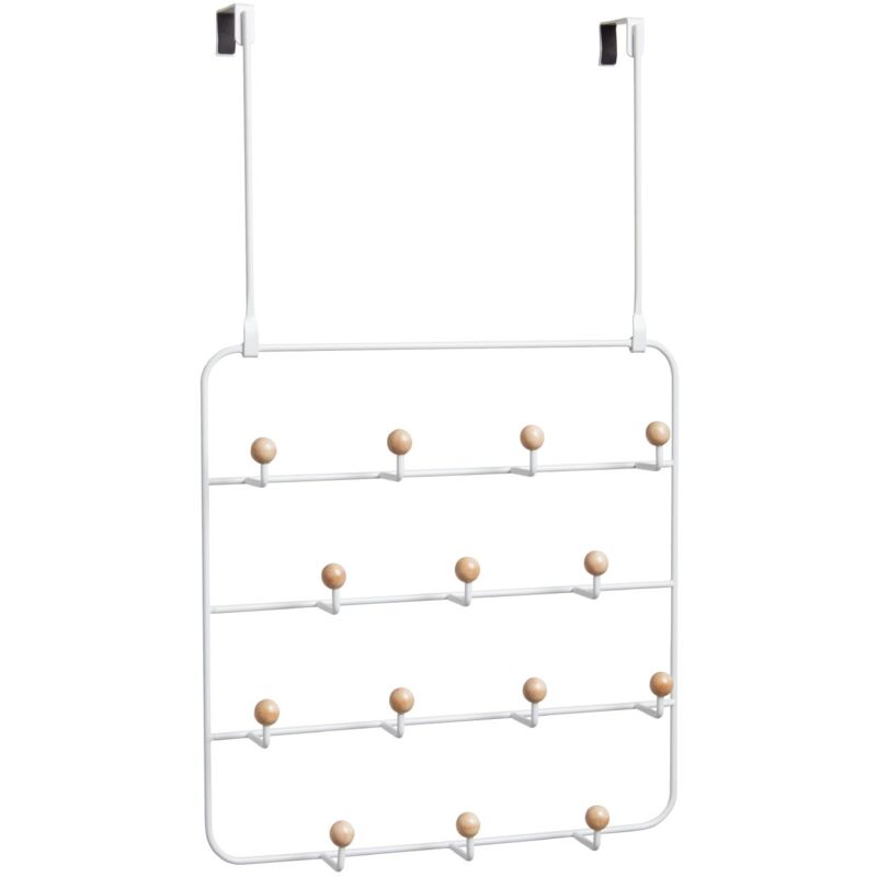 foto del prodotto umbra estique appendiabiti da porta multifunzione con 14 ganci, senza forare la porta, multi organizer, appendiabiti da parete, bianco