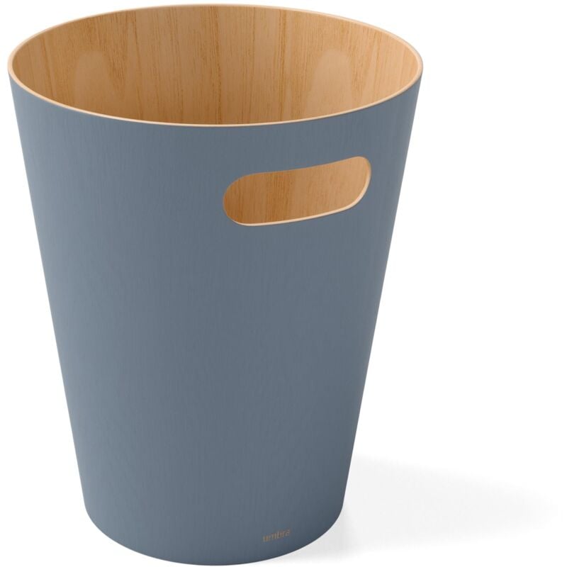 foto del prodotto umbra pattumiera in legno bicolore per ufficio, bagno, soggiorno e altro, blue ardesia, 7.5 l