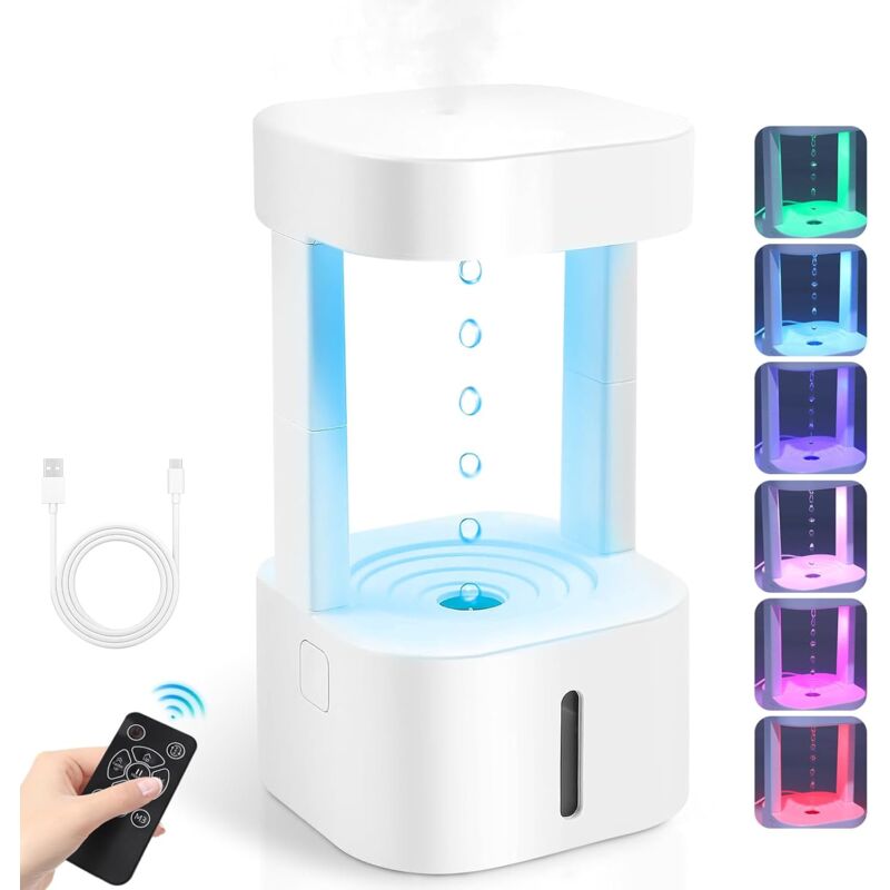 foto del prodotto umidificatore antigravit a forma di gocce d acqua, umidificatore con raffreddamento silenzioso da 350 ml, diffusore di oli essenziali per