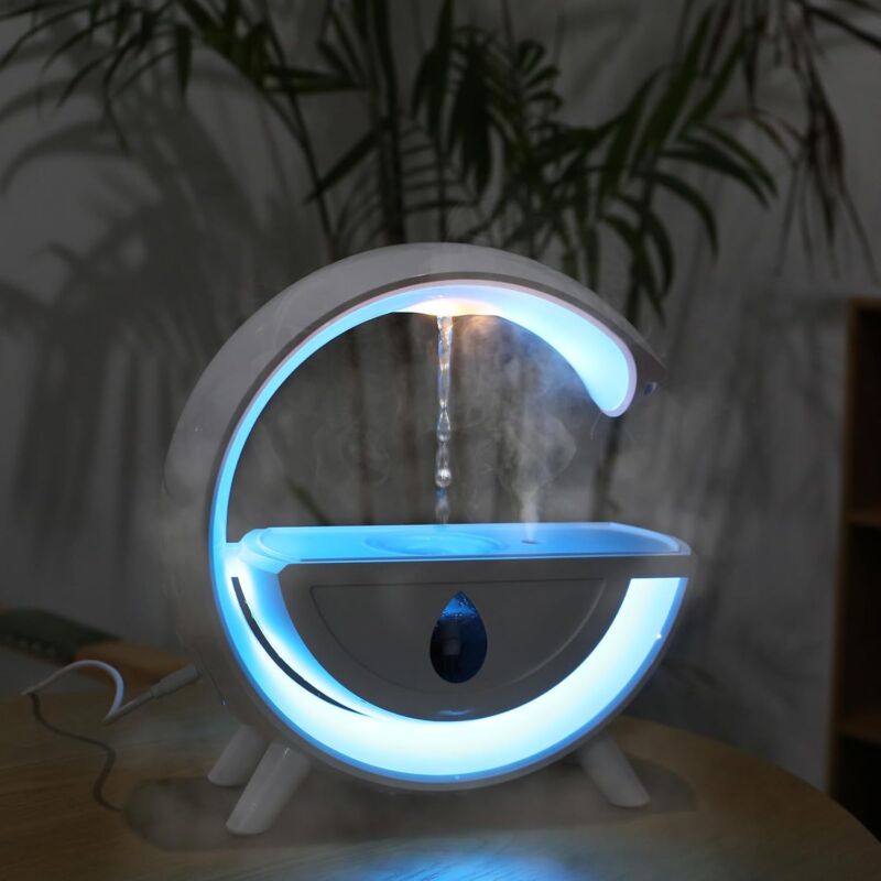 foto del prodotto umidificatore antigravit a forma di goccia d acqua, umidificatore con raffreddamento silenzioso 350 ml, diffusore di oli essenziali per aromaterapia