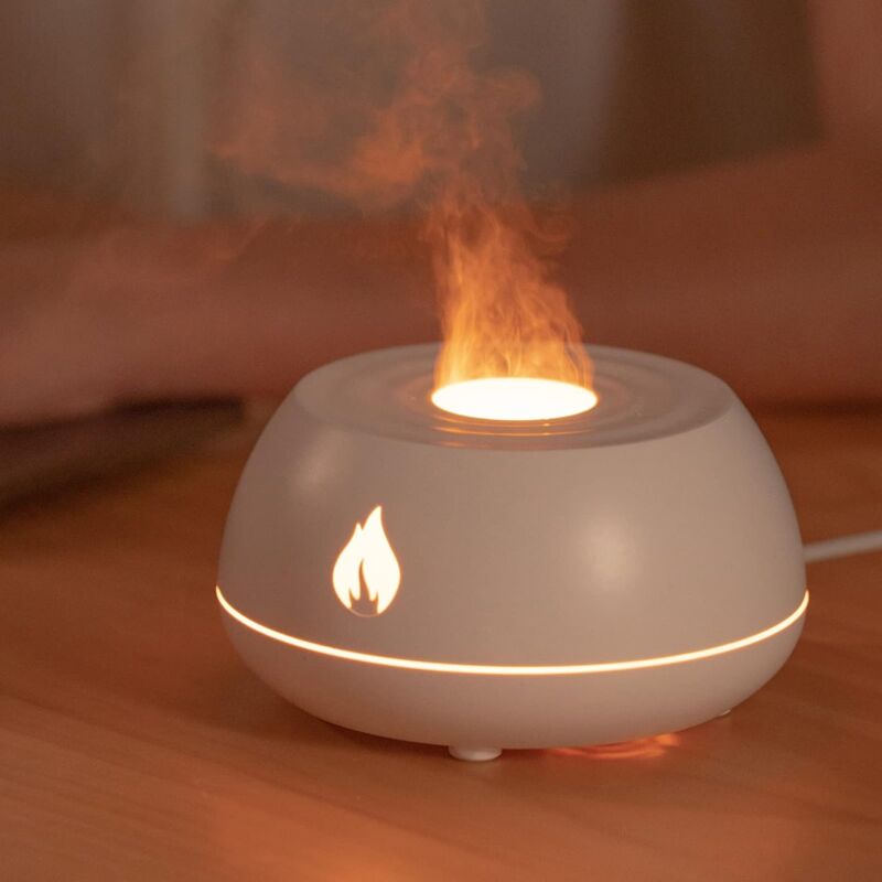 foto del prodotto umidificatore con diffusore di oli essenziali di aromi di fiamma 7 colori di fiamma, per casa, camera da letto, yoga, ufficio, con protezione di