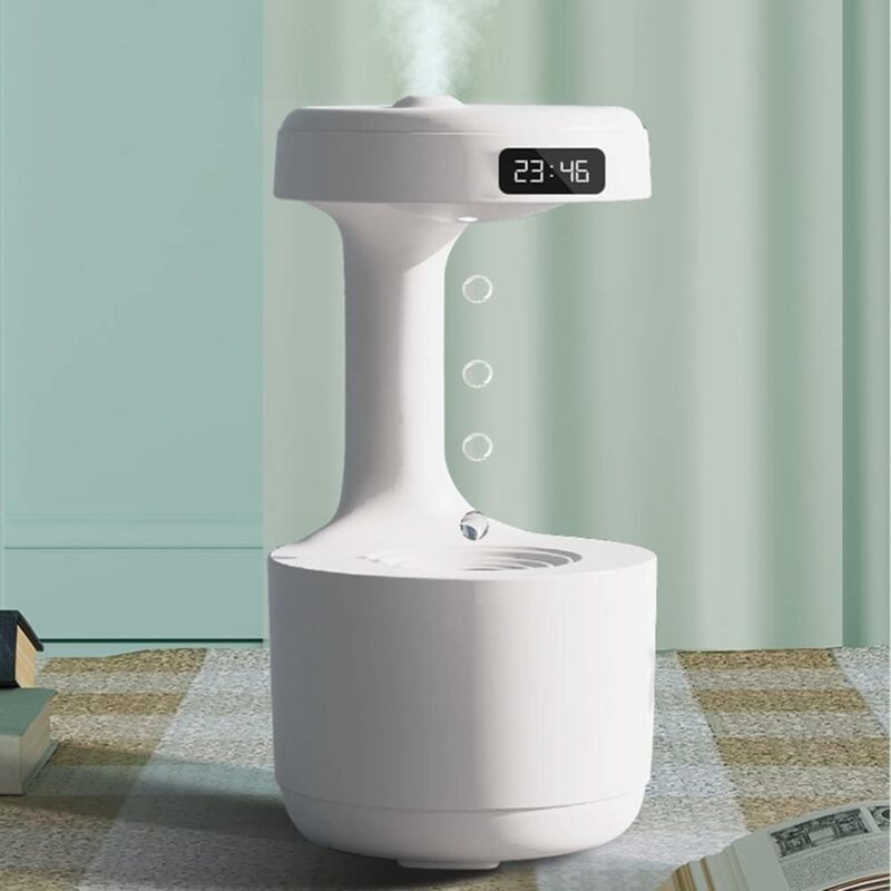 foto del prodotto umidificatore d aria con riempimento dall alto da 800 ml, umidificatore a nebbia fredda, umidificatore a nebbia calda con indicatore di tempo,