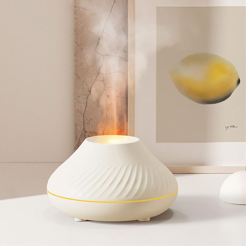 foto del prodotto umidificatore diffusore di oli essenziali per aromaterapia a 7 colori di fiamma per casa, camera da letto, yoga, ufficio con protezione di