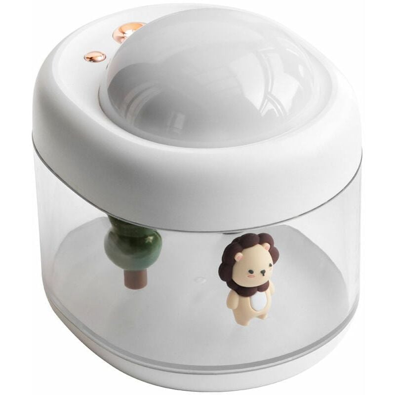 foto del prodotto umidificatore per piccoli ambienti domestici, umidificatore rotante con luce notturna e proiettore di stelle leone bianco 