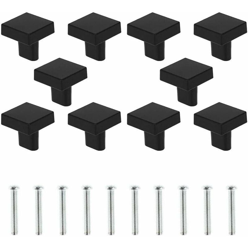 foto del prodotto un set di 10 maniglie per porte nere, maniglie per mobili quadrati solidi, maniglie per mobili da cucina retr nere 