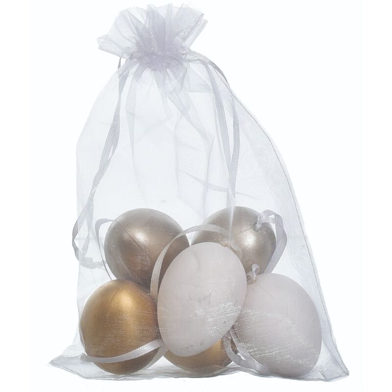 foto del prodotto un set di 6 uova da appendere in un sacchetto di pasqua, una decorazione pasquale