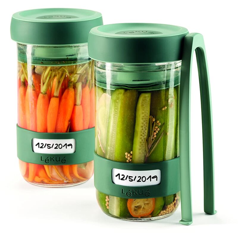 foto del prodotto unbekannt l ku kit di attrezzi per la preparazione di sottaceti fatti in casa con contenitore, verde, singolo, 700 ml