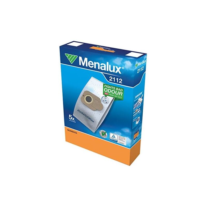 foto del prodotto unbekannt menalux 2112 confezione di 5 sacchetti filtro sintetici 1 per aspirapolvere rowenta compact power, silence force 4a, 4a , compact e