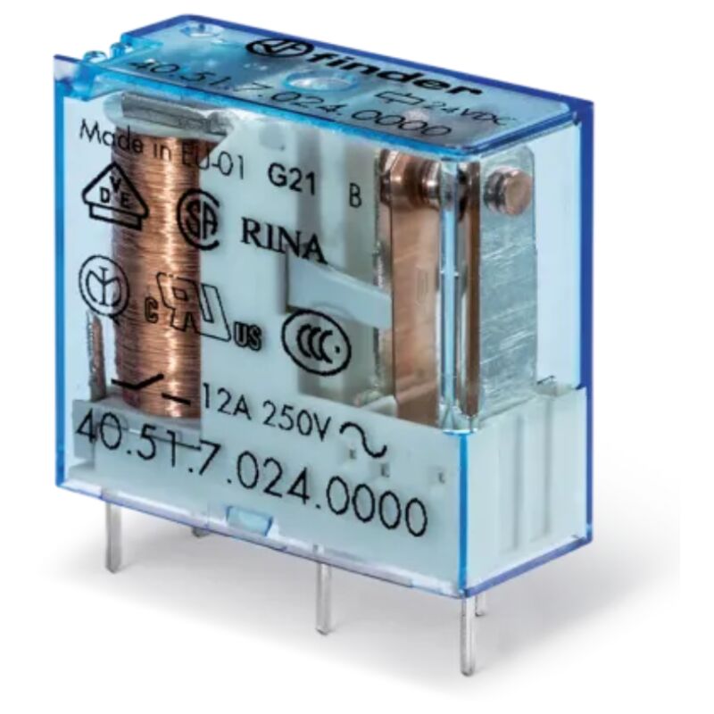 foto del prodotto unbekannt rel di potenza, 24 vdc, spdt, 12 a, foro passante tht , serie 40.51 finder 40.51.9.024.0000