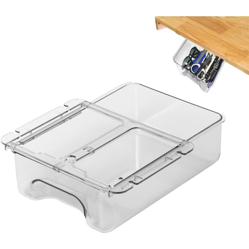 foto del prodotto under desk drawer storage box, invisible desk storage box, invisible desk drawer, desk self adhesive drawer, suitable for desk, under desk storage