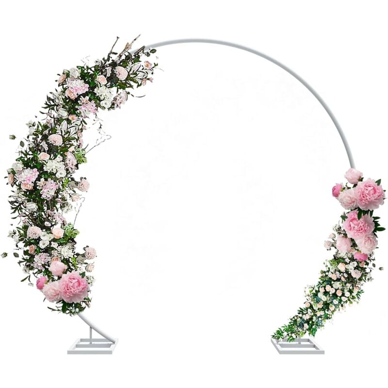 foto del prodotto unho 2,4m arco di nozze rotondo porta arco sfondo nuziale party feste floreale palloncino decorazione porta arco sfondo decorativo fiore, bianco