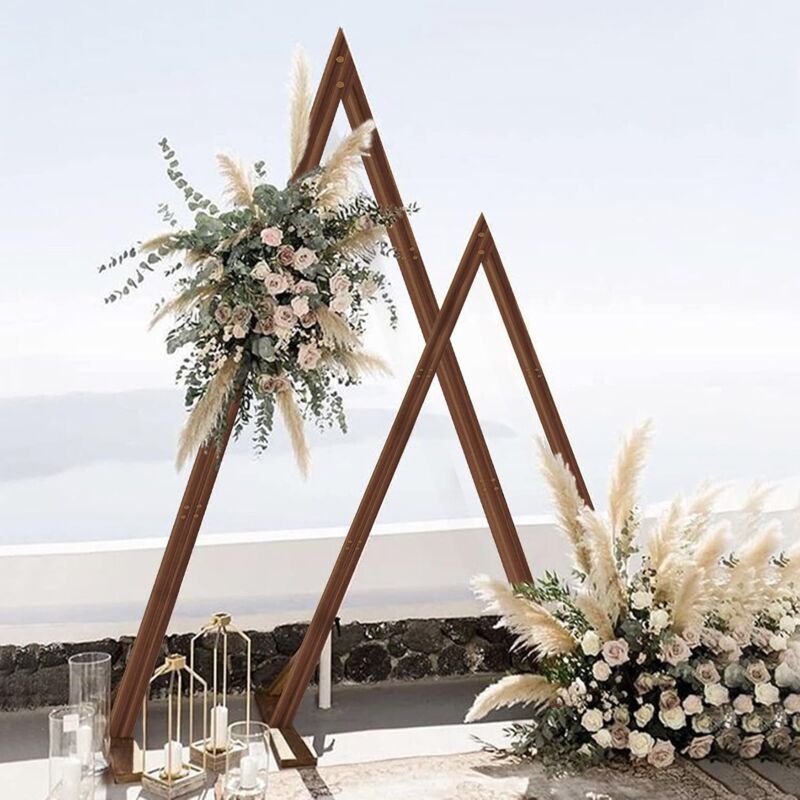 foto del prodotto unho 2 pezzi arco matrimonio struttura legno, arco per fiori strutture per allestimenti arco di nozze per palloncino triangolo combinazione