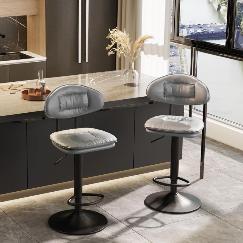 foto del prodotto unho 2pz sgabelli cucina sgabello da bar girevole sgabello alto con schienale regolabile in altezza moderno design con poggiapiedi in pelle