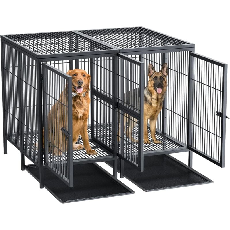 immagine 0 del prodotto unho 3xl resistente gabbia per cani grande kennel per cane box metallo struttura con divisorio rimovibile indistruttibile per 2 cani di taglia