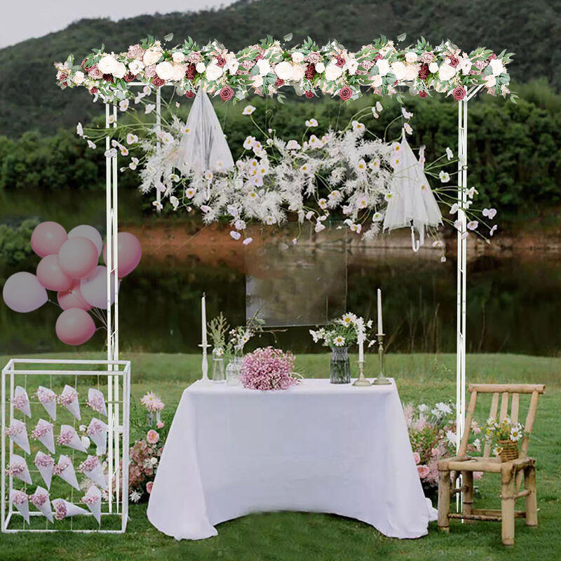 foto del prodotto unho arco per piante rampicanti arco da giardino arco matrimonio supporto arco per rose piante rampicanti in metallo bianco 206x208cm