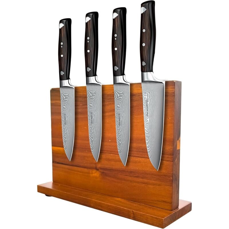 foto del prodotto unho ceppo magnetico coltelli in legno acacia porta coltelli cucina vuoto doppio lato