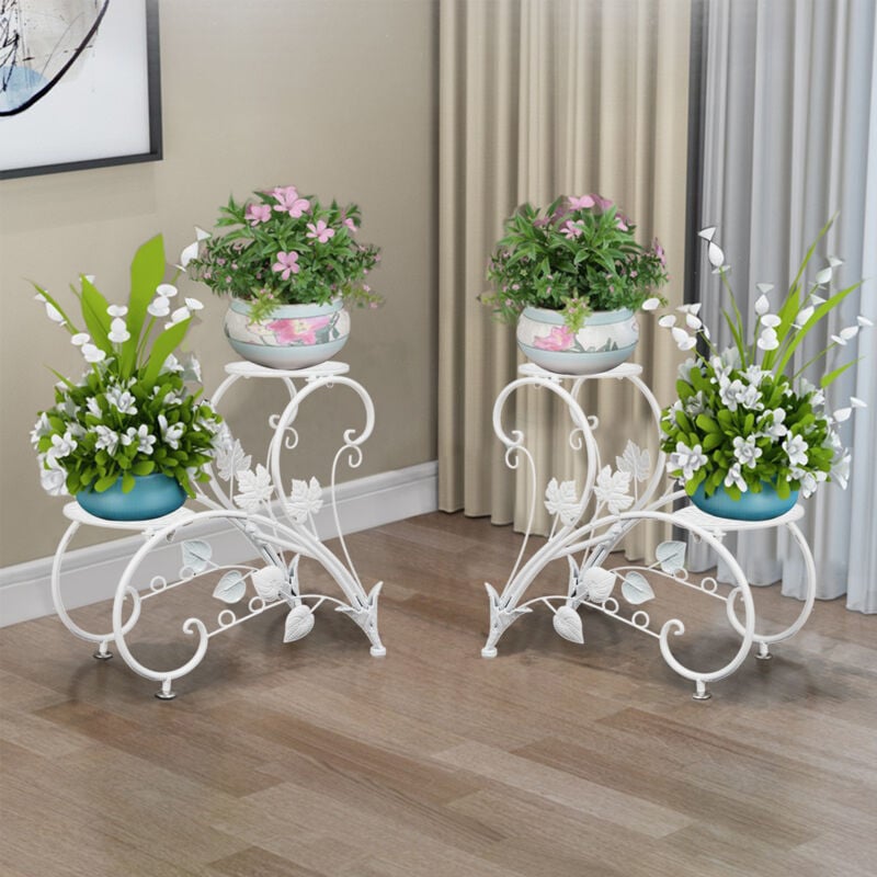 foto del prodotto unho estanter a de hierro para macetas, soporte plantas flores para decoraci n estanteria plantas interior con 4 niveles 93x40x23cm blanco