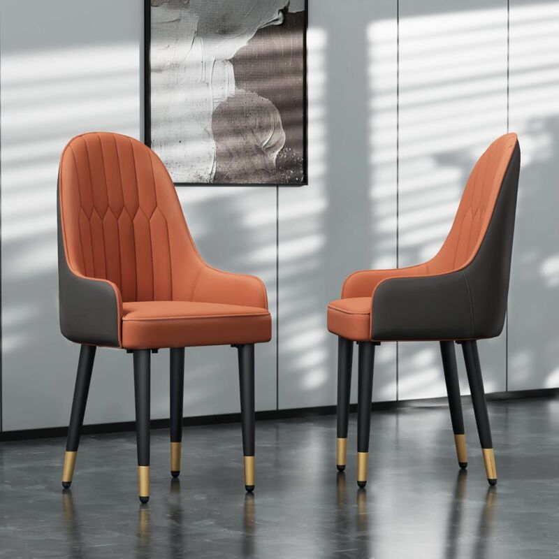 foto del prodotto unho fativo 2pz sedie da sala da pranzo in pelle imbottite sedie cucina scandinave, portata 150kg arancione e grigio