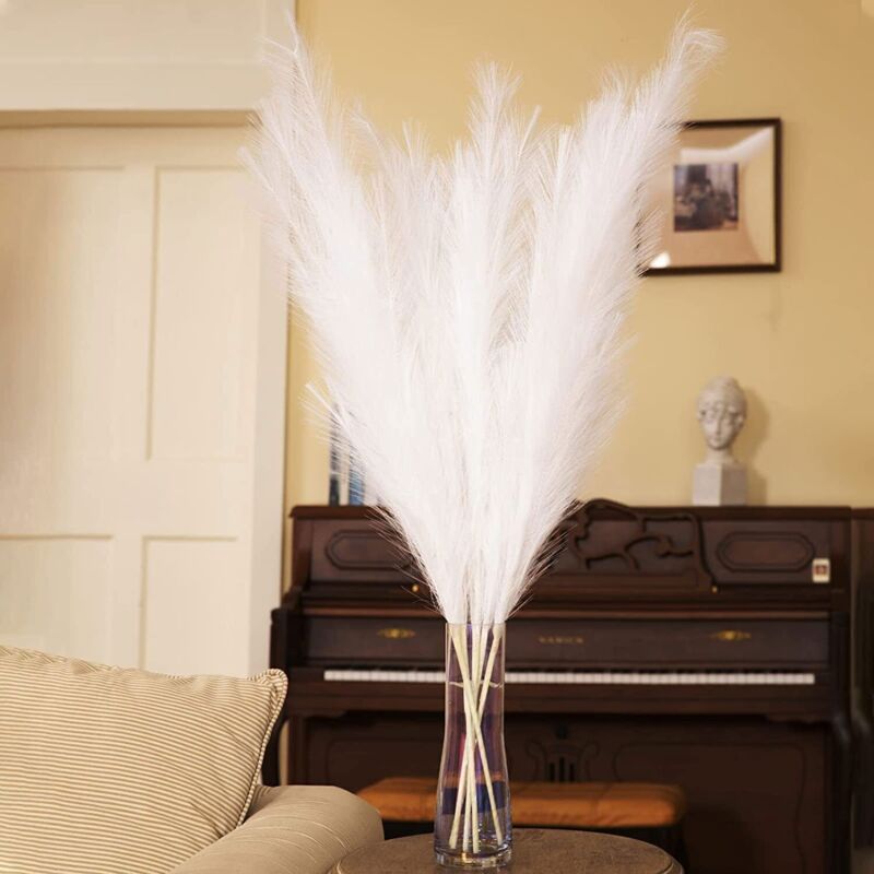 foto del prodotto unho hierba de pampas artificial 3 pastos de 110 cm bohemia deco para boda sala de estar dormitorio blanco