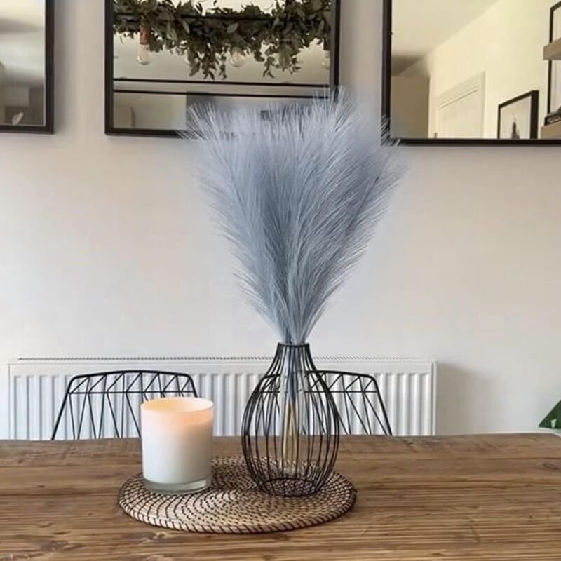 foto del prodotto unho hierba de pampas artificial 3 pastos de 110 cm, decoraci n bohemia para boda, sala de estar, dormitorio, gris