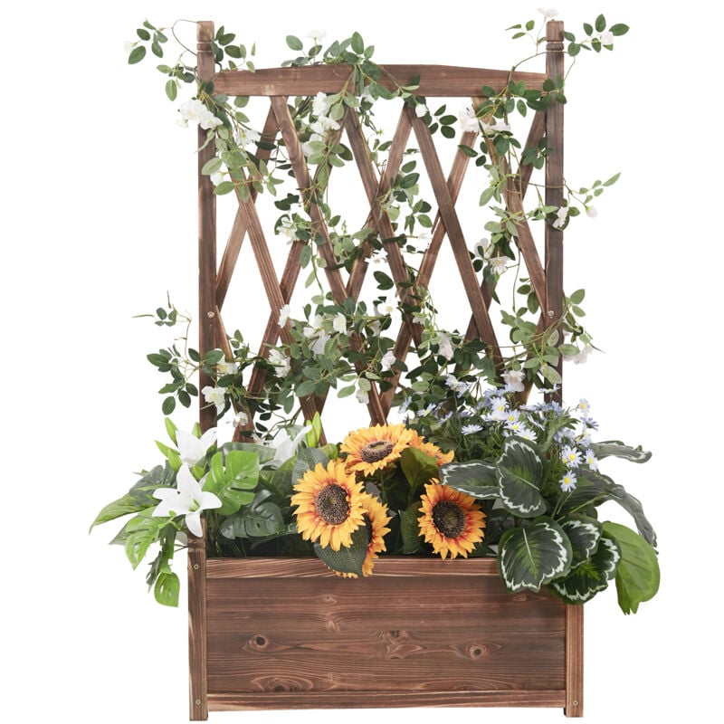 foto del prodotto unho jardinera con celosia de madera maciza, jardinera con enrejado maceta planta caja flores p rgola soporte trepadoras macetero exterior para