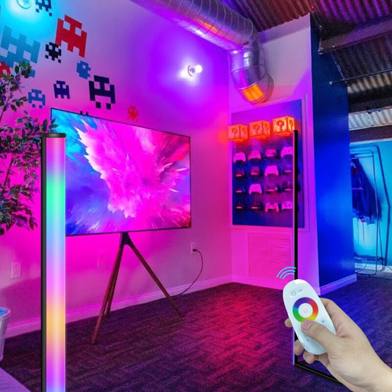 foto del prodotto unho lampada da terra a led dimmerabile, lampada a led moderna rgb da 20 w colori regolabili con telecomando per soggiorno, camera da letto,