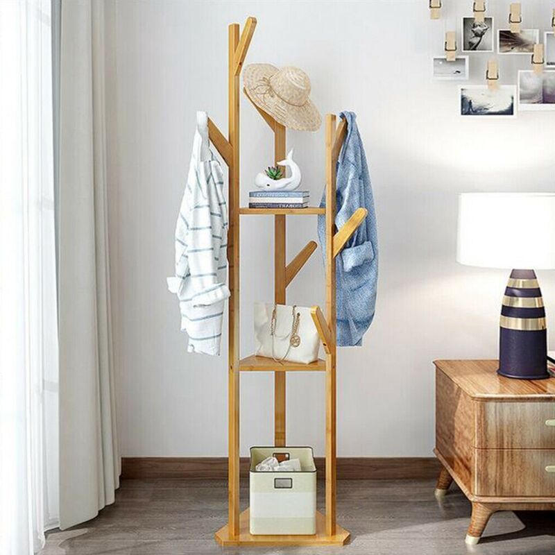 foto del prodotto unho perchero de pie de madera bambu moderno colgador para ropa de forma arbol 167 x 40 x 40cm