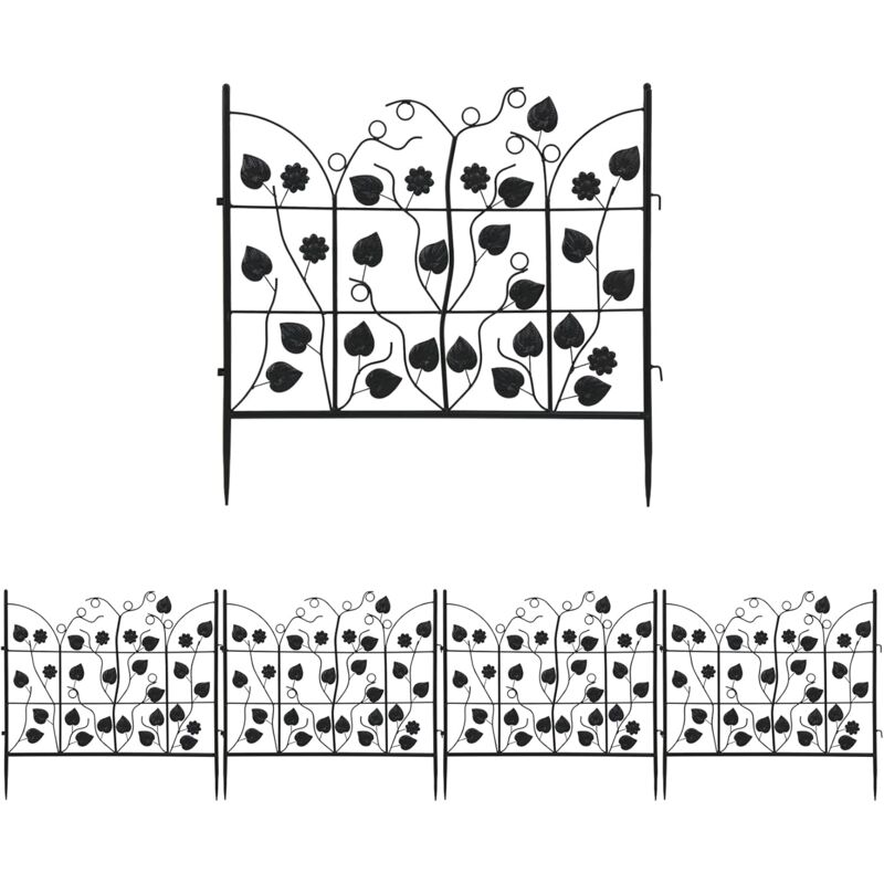 foto del prodotto unho recinzione aiuole giardino metallo 5 pezzi staccionate per recinzione giardino decorative recinzioni esterno pannelli ferro anti cane