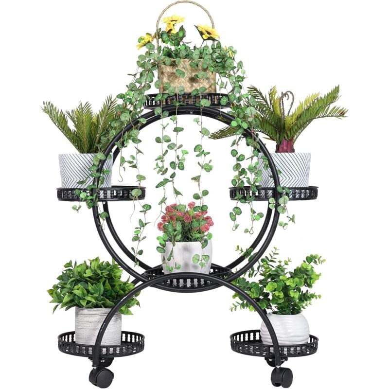 foto del prodotto unho scaffale porta piante con ruote metallo 6 livelli portavasi orchidee verticale balcone