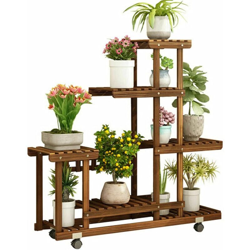 foto del prodotto unho scaffale portafiori portavasi per piante porta piante in legno fioriera verticale a 6 ripiani decorativo espositore balcone 95x25x102 cm
