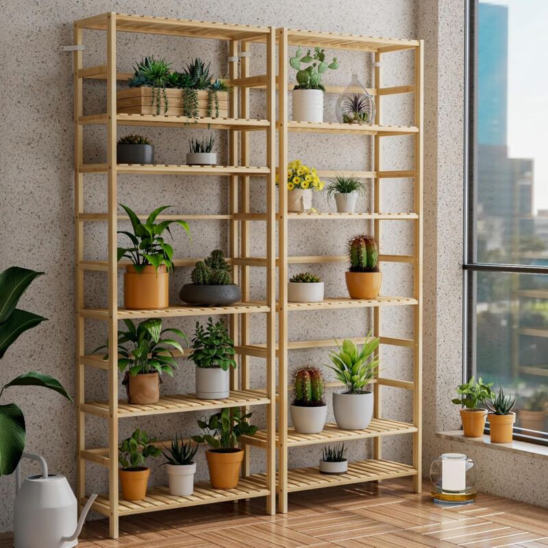 foto del prodotto unho scaffale unit di mensole in bambu organizzazione interni cucina porta oggett portapiante scaffalatura cucina alto dispensa libreria