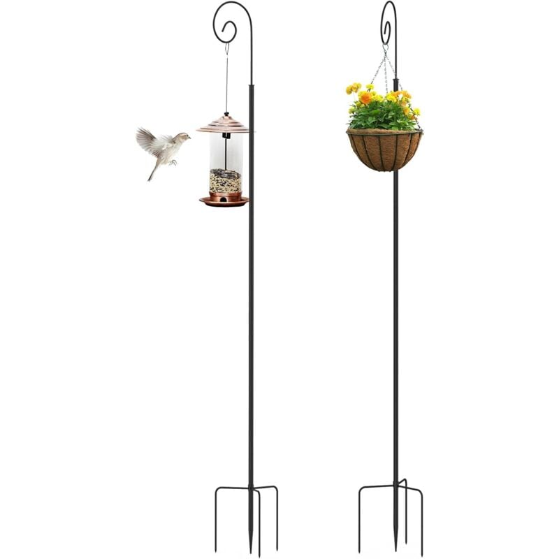 foto del prodotto unho set di 2 ganci da giardino in metallo per mangiatoie per uccelli, barattoli di muratore, luci solari, lanterne, palline di fiori, cestini per