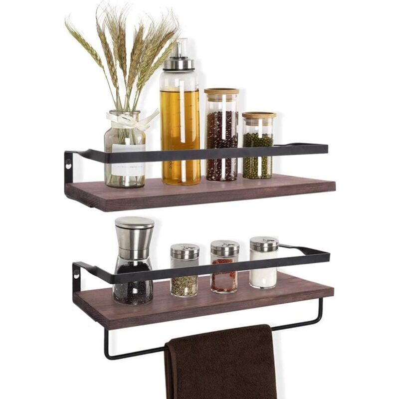 foto del prodotto unho set di 2 mensole a parete mensola da muro ripiano portaoggetti in legno metallo design moderno industriale per camera da letto