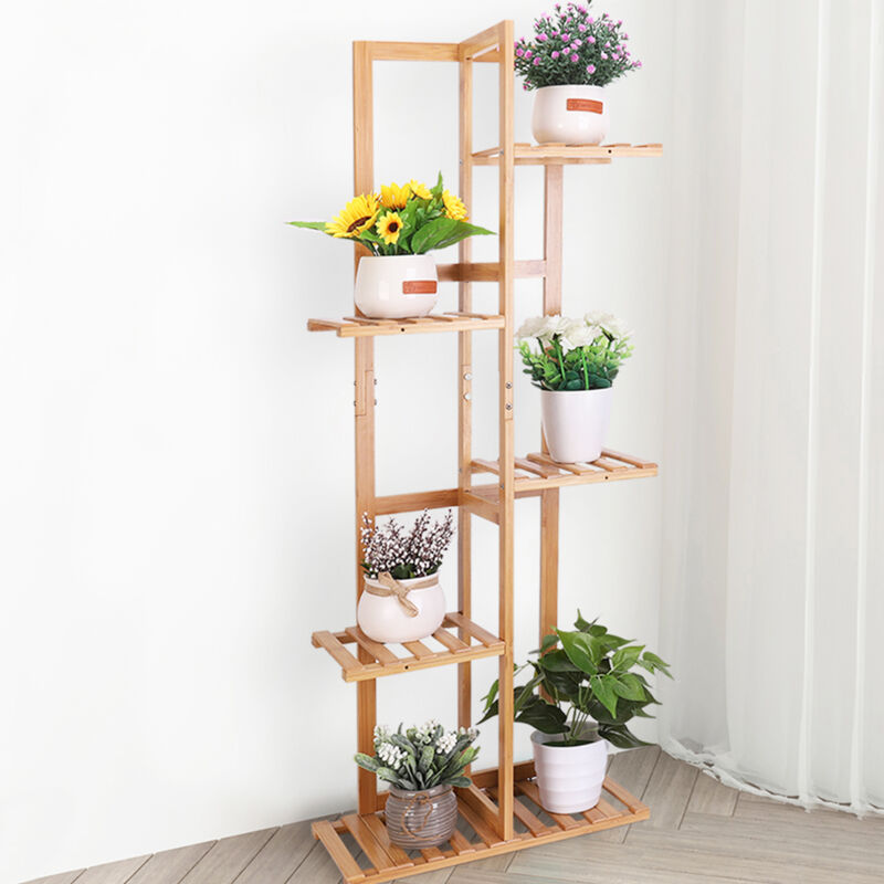 foto del prodotto unho soporte plantas alta de bamb escalera estanteria para macetas vertical para esquina exterior interior, s, 6 niveles