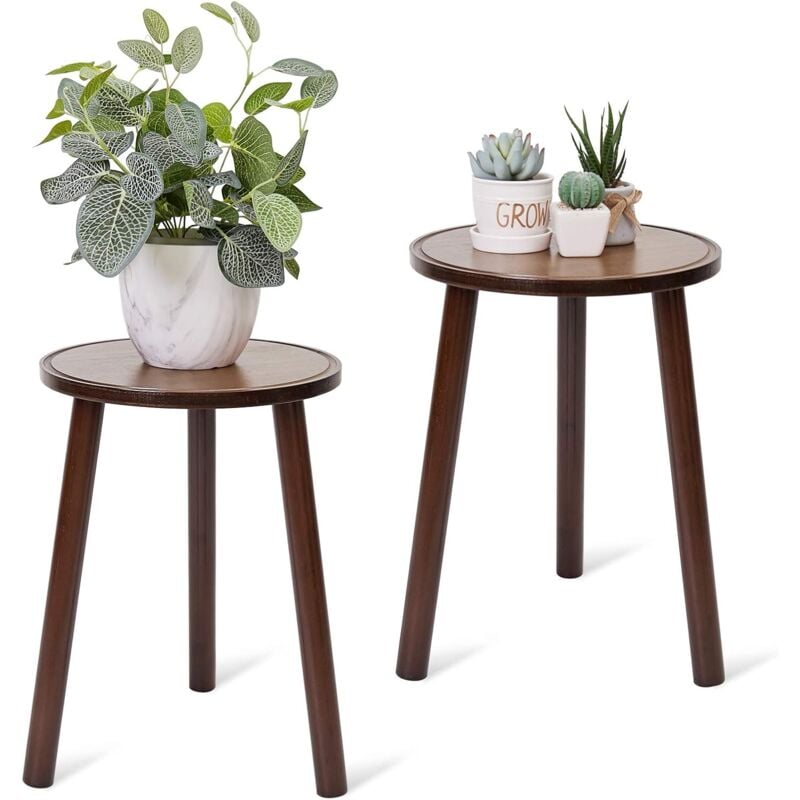 foto del prodotto unho stand di piante in bambu set di 2 porta piante bambu tavolino rotondo portavasi da interno sgabello in bambu da salotto soggiorno