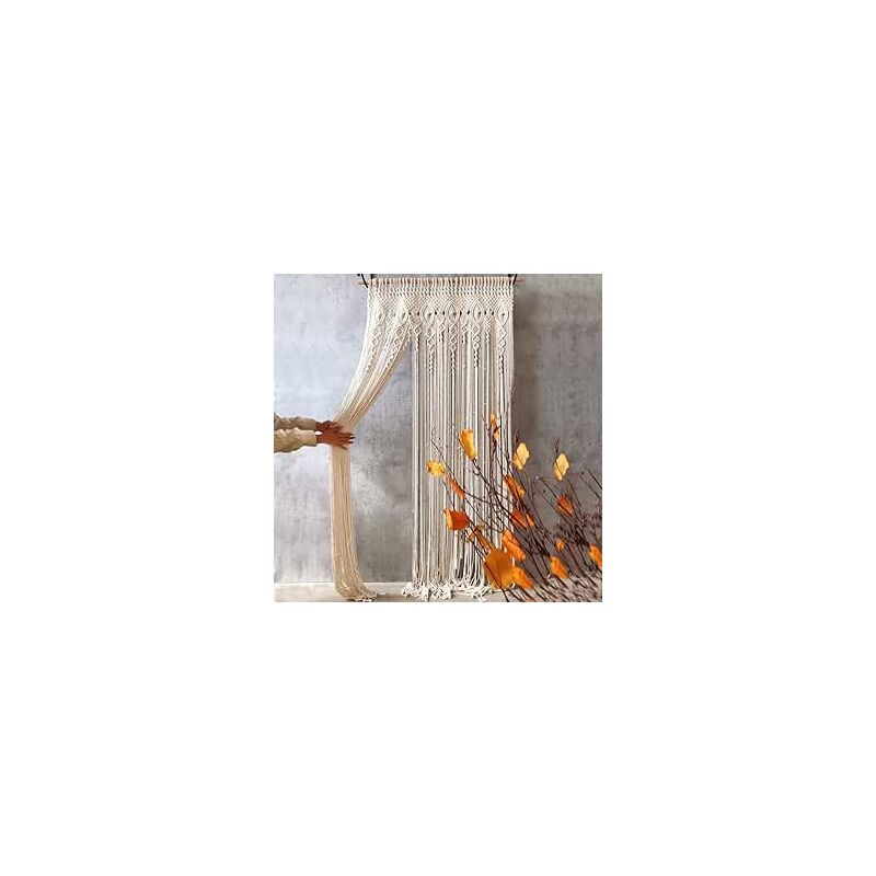 foto del prodotto unho tapiz de macram bohemio cortina de puerta ventana hecha a mano 90 x 180 cm decoraci n de hogar boda