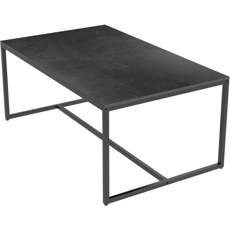 foto del prodotto unho tavolino da salotto marmo tavolino da caff per soggiorno divano rettangolare con struttura in metallo, piano in grigio con nero 100x60x41cm