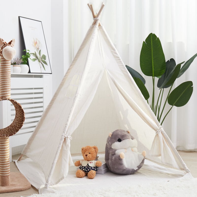 foto del prodotto unho tipi infantil tienda campaa indios para bebes nios nias color blanco 120x120x160cm