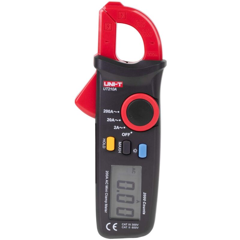 foto del prodotto uni t ut210a mie0172 multimetro a pinza digitale ac dc tensione corrente frequenza resistenza auto range