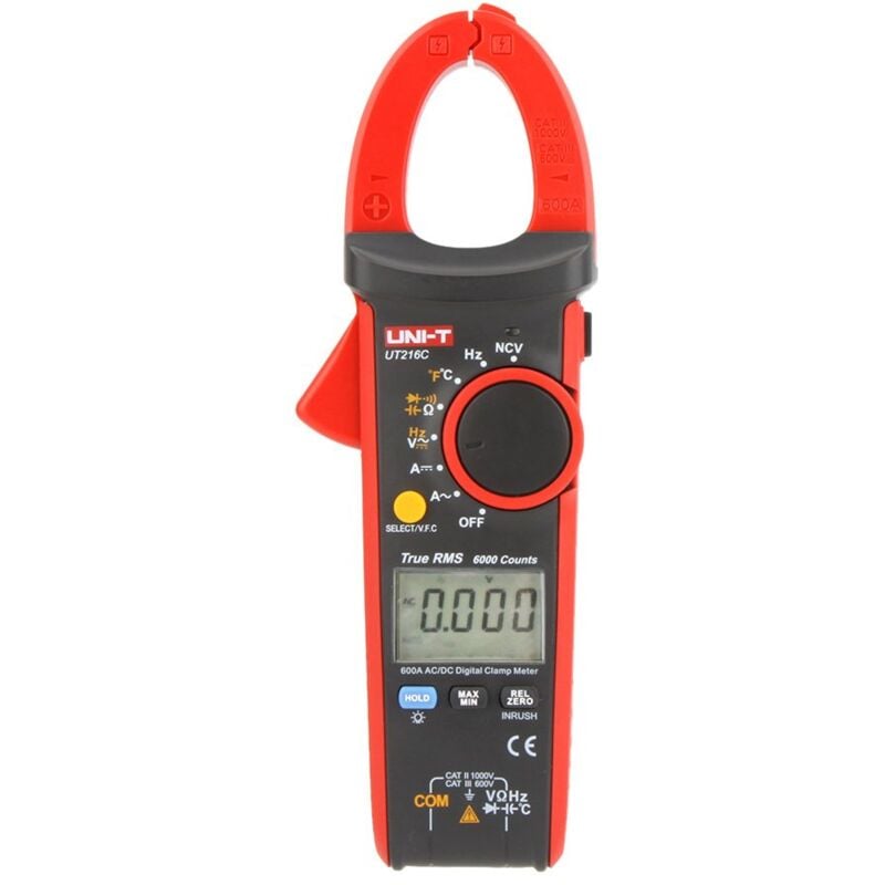 foto del prodotto uni t ut216c serie ut216 true rms digital morsetto metro, 600a ac dc, 750vac 1000vdc, 10hz 1mhz, 40 c 1000 c 40 f 1832 f
